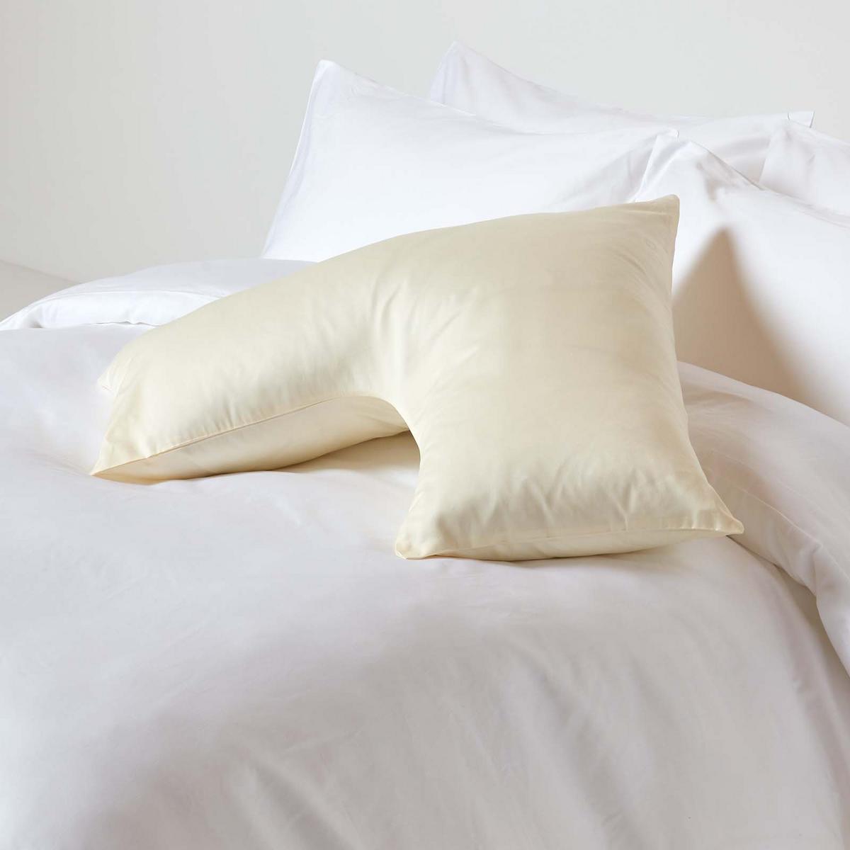 BIO-KISSENBEZUG für V-Form-Kissen, Satin, Fadendichte 400 - Creme, Textil (38/76cm) - Homescapes