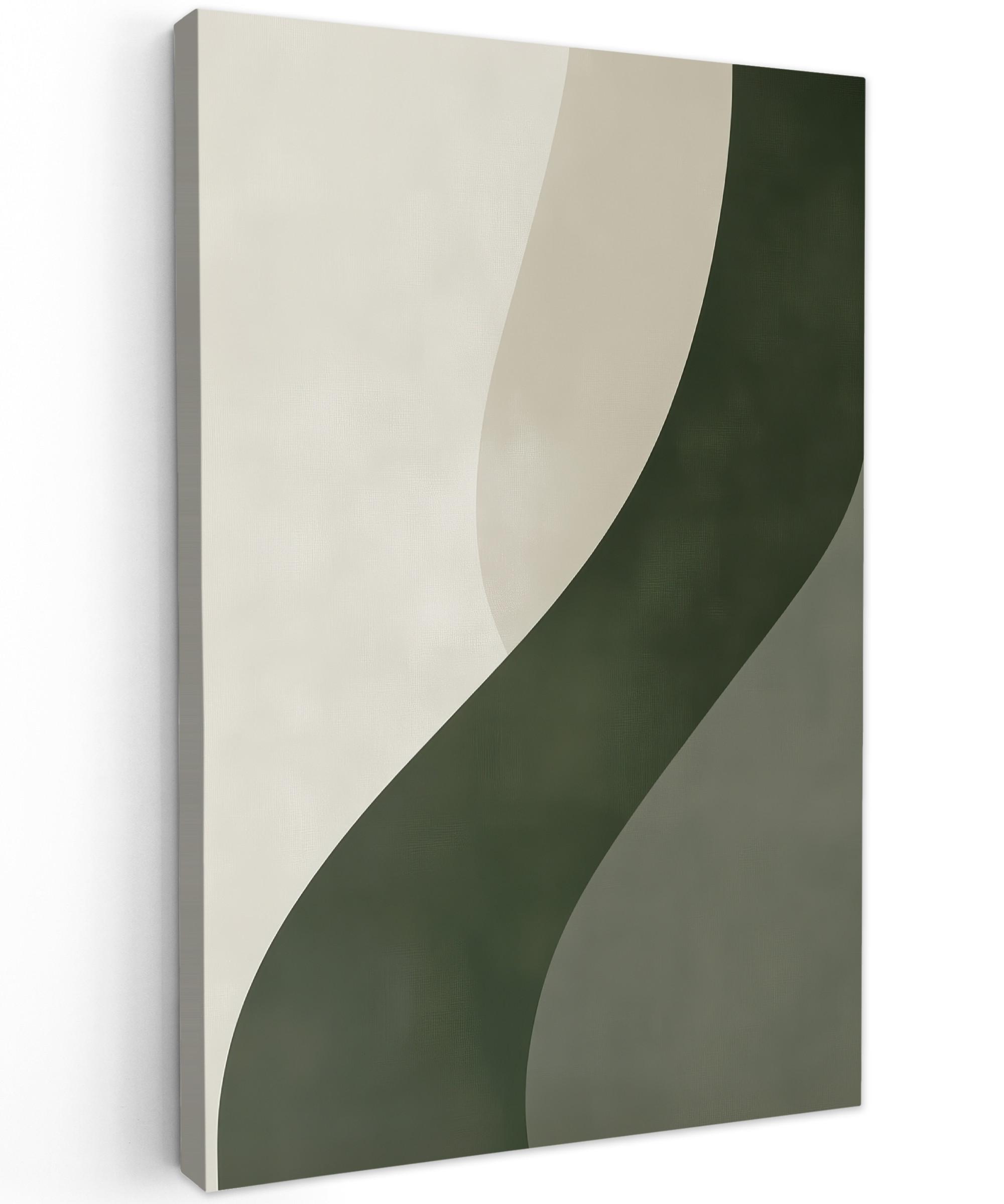 LEINWANDBILD Japandi - Grün - Abstrakt - Modern Deko Groß 90x140 cm - Salbeigrün, Textil (90/140cm) - MuchoWow