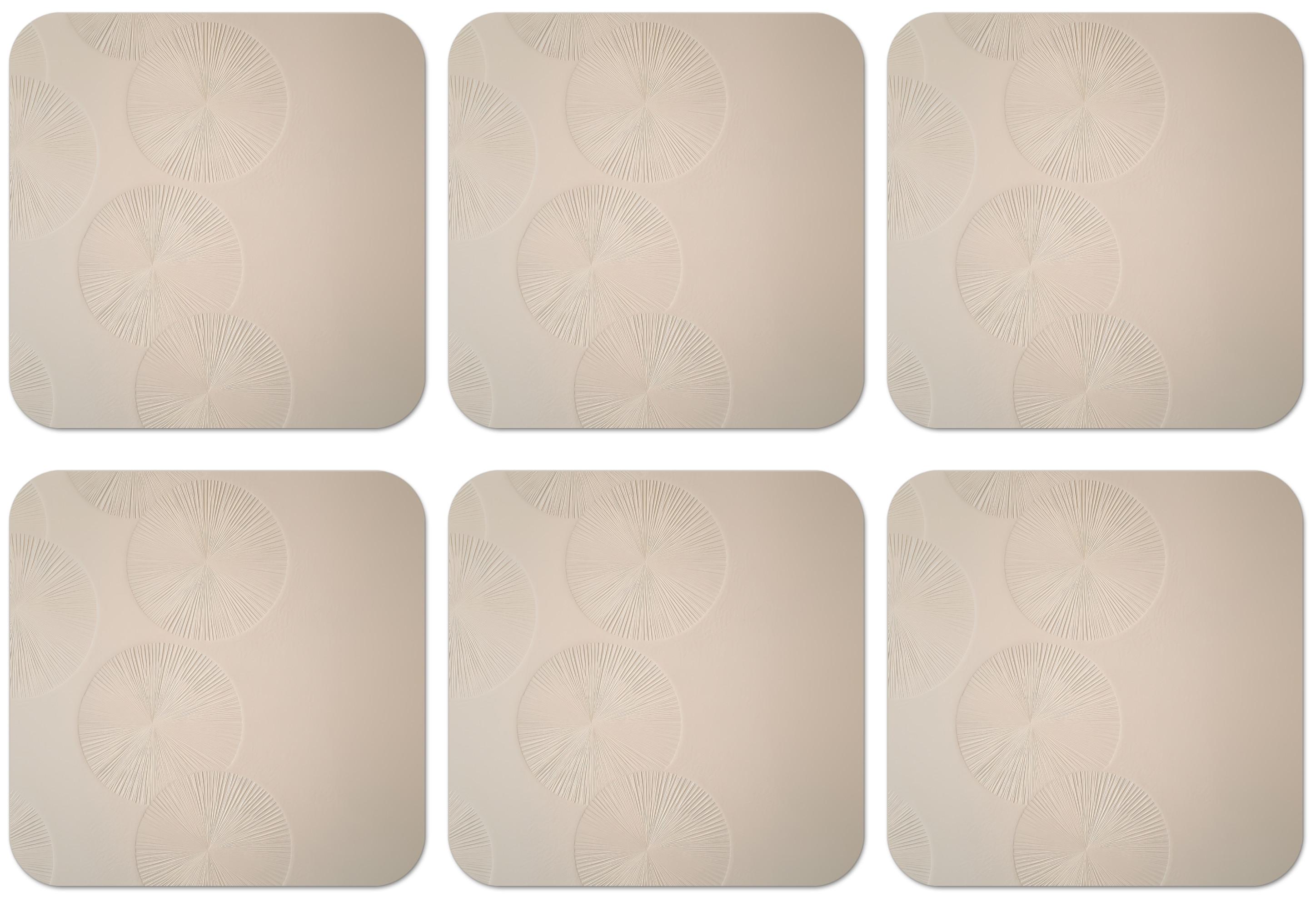 GLASUNTERSETZER 6er-Set Japandi - Beige - Modern Tischuntersetzer 10x10 cm - Beige, Naturmaterialien (10/0.2cm) - MuchoWow