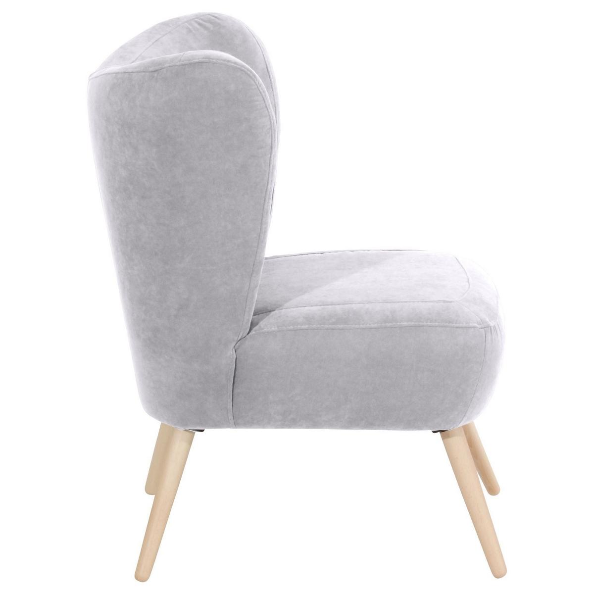 SESSEL Kathy Bezug Veloursstoff Buche natur / silber - Grau, Kunststoff (70/86/69cm) - 58aufmkessel