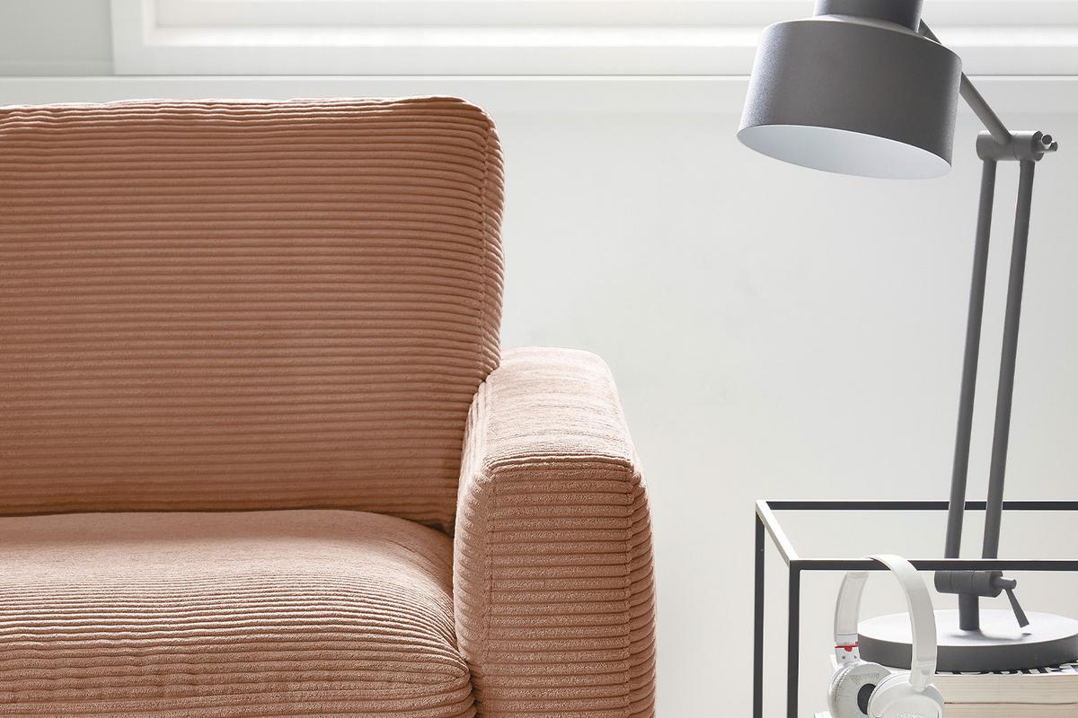 ECKSOFA CARA Braun Cord - Schwarz/Braun, Textil/Metall (272/190cm) - KAWOLA