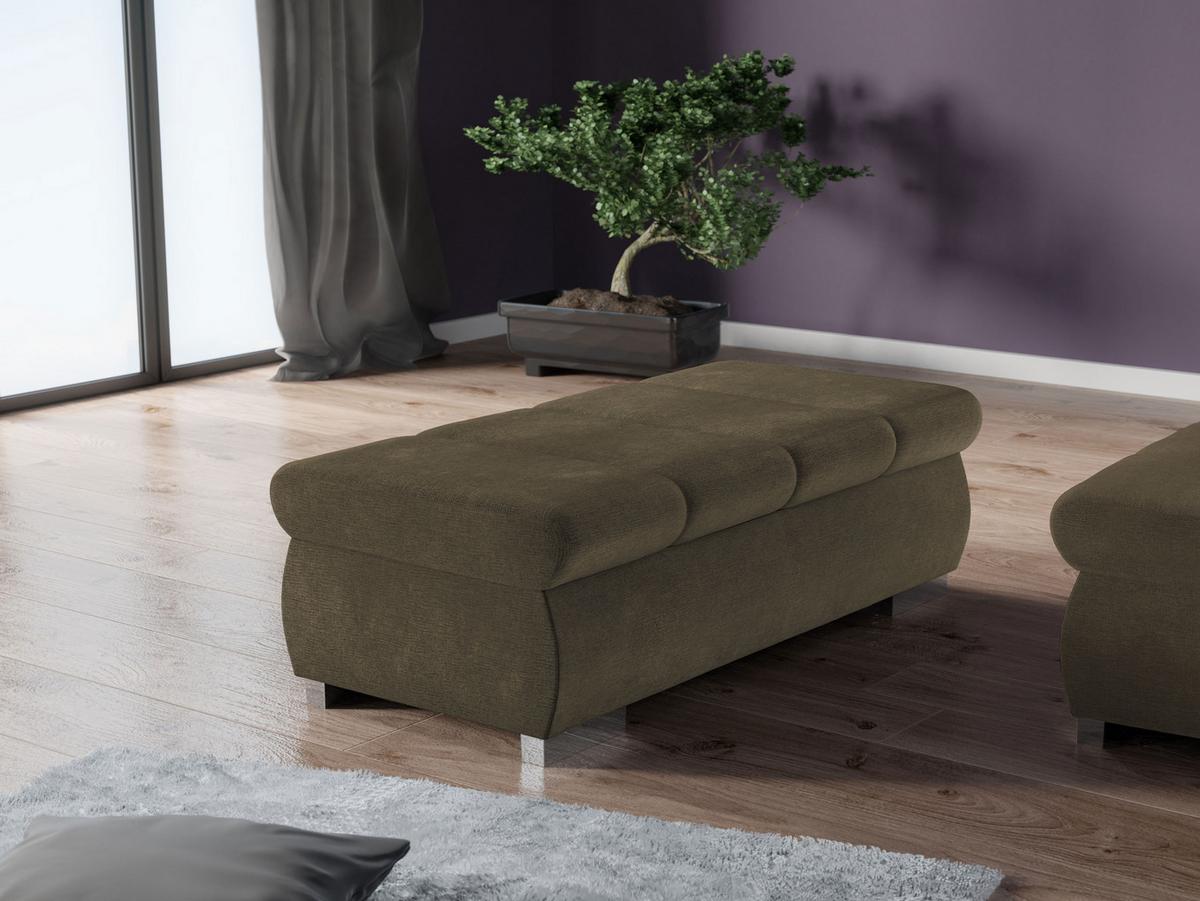 POLSTERHOCKER Bangkok Groß - Silberfarben/Braun, Holz/Kunststoff (120/39/60cm) - MIRJAN24