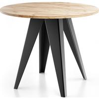 ESSTISCH Glory runder ausziehbarer, Craft Eiche 100-140/100/76 cm - Eiche Wotan/Schwarz, Holzwerkstoff/Metall (100/140/76cm) - WFL GROUP