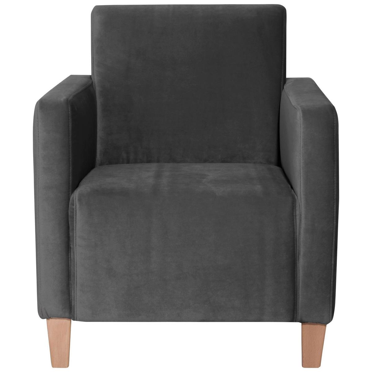 SESSEL Karol Bezug Samtvelours Buche natur / anthrazit - Anthrazit, Kunststoff (71/81/70cm) - 58aufmkessel