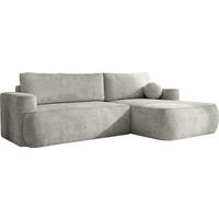 ECKSOFA Marion mit Schlaffunktion & Bettkasten in Chenille Hellgrau, Rechts 267/154/83 cm - Hellgrau/Schwarz, Kunststoff/Textil (267/154cm) - WFL GROUP