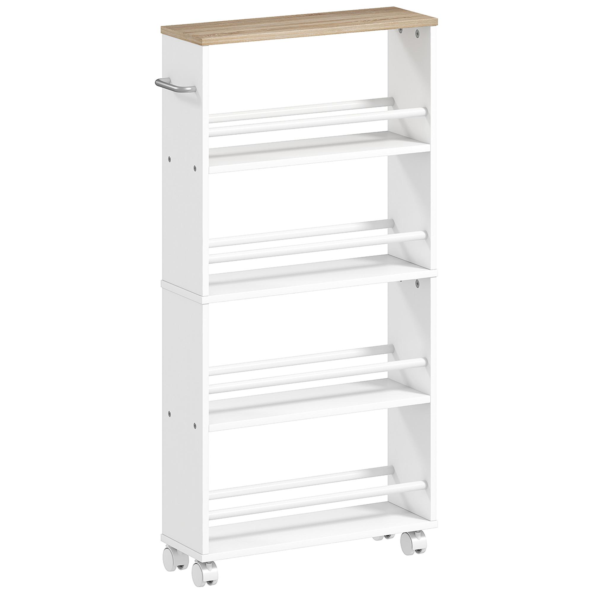 ROLLWAGEN Spanplatte Stahl Naturholz - Silberfarben/Naturfarben, Holzwerkstoff/Metall (15/91/45cm) - HOMCOM