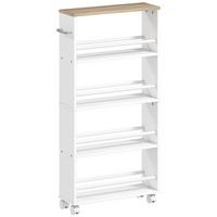 ROLLWAGEN Spanplatte Stahl Naturholz - Silberfarben/Naturfarben, Holzwerkstoff/Metall (15/91/45cm) - HOMCOM