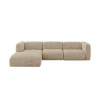 ECKSOFA Ottomane Links MIRA-L2 318x179x89 Braun Velours - Schwarz/Braun, Holzwerkstoff/Kunststoff (318/179cm) - ALTDECOR