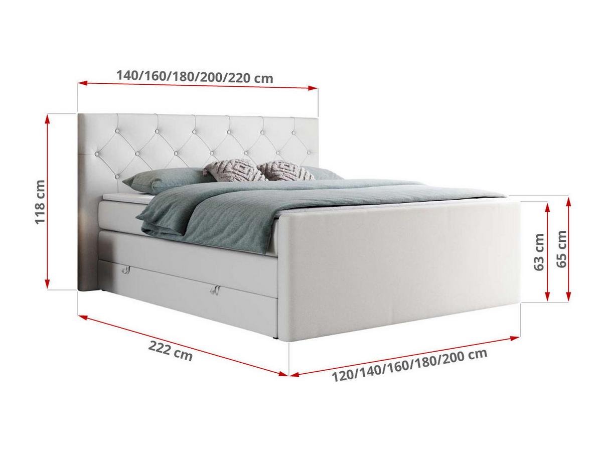 BOXSPRINGBETT KING VELEN 200/200 Weiß Kunstleder - H3 - Weiß, Holz/Textil (200/200cm) - MKS