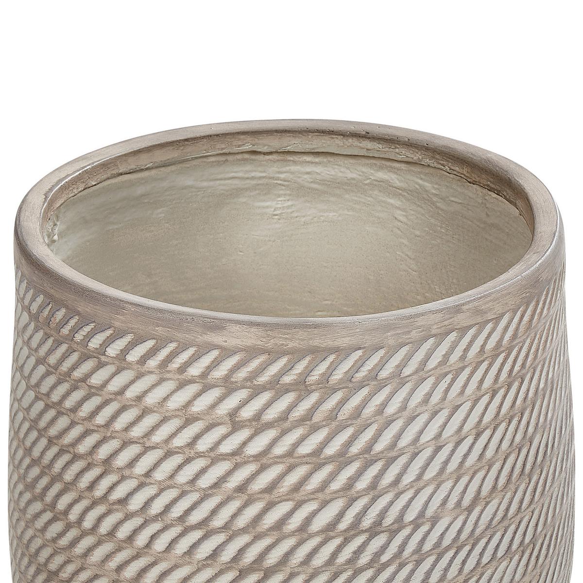 BLUMENTOPF taupe rund 39/39/44 cm Livadia - Beige, Naturmaterialien (44cm) - Beliani