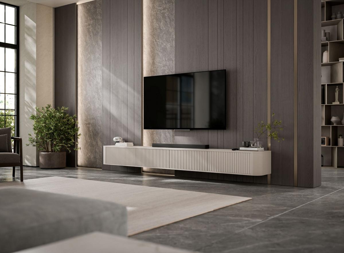 TV-LOWBOARD 2er-Set Aurora Kaschmir matt 280 cm - Kaschmir, Holzwerkstoff (280/30/35cm) - Meble Lindner