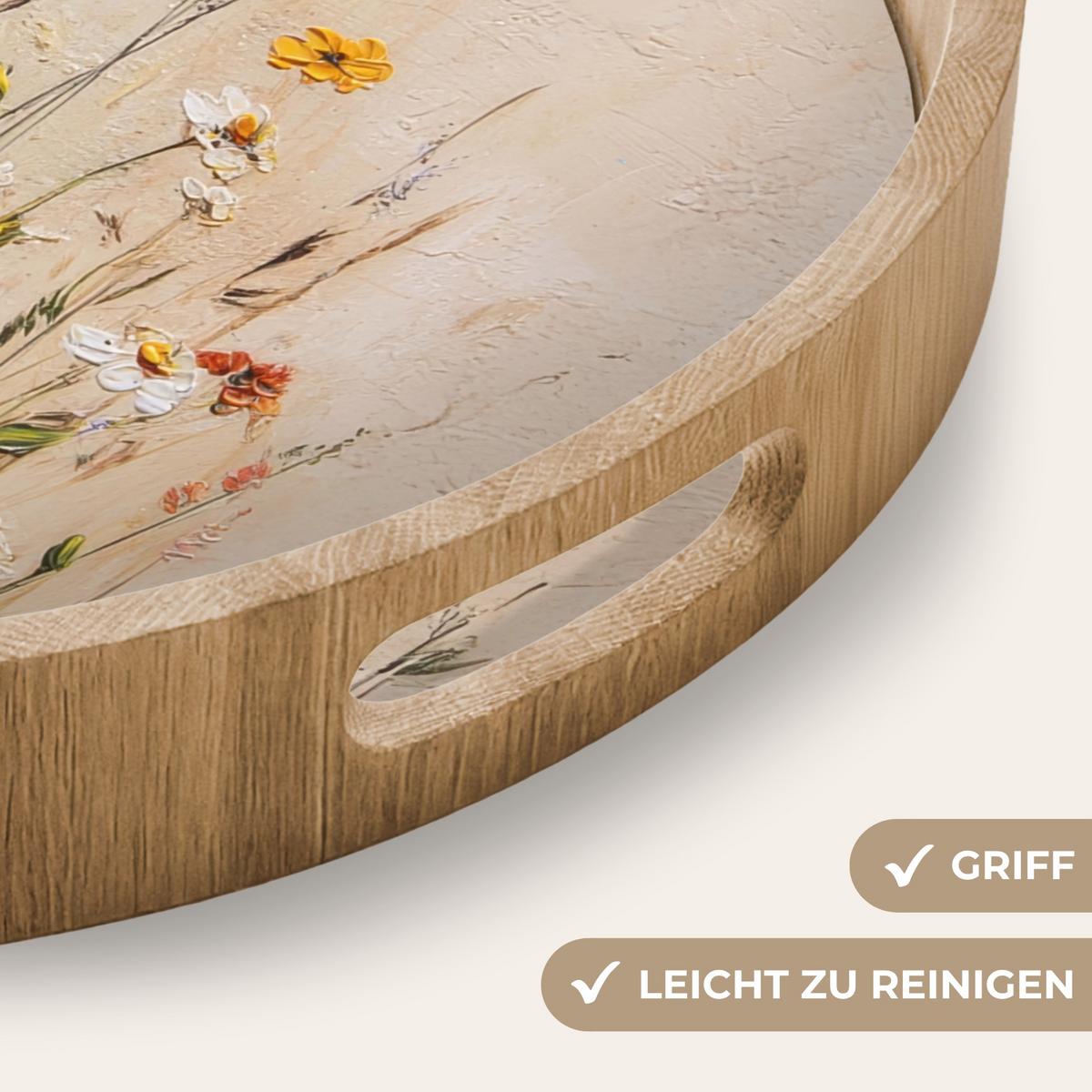 TABLETT Wildblumen - Pinselstriche - Ruhig 50x50 cm - Multicolor, Holz (50/5/5cm) - OnlyWow
