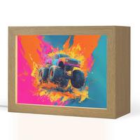 NACHTTISCHLAMPE Monstertruck - Abstrakt - Farbspritzer - Farbenfroh 20x15 cm - Pink, Holzwerkstoff (8/20/15cm) - OnlyWow