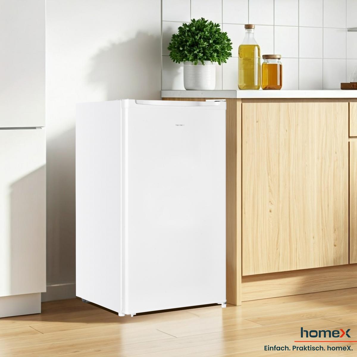 KÜHLSCHRANK CS0881-W ohne Gefrierfach klein - 90L Nutzinhalt, freistehend, kompakt, weiß - Weiß, Glas/Kunststoff (47.5/85/44.5cm) - homeX