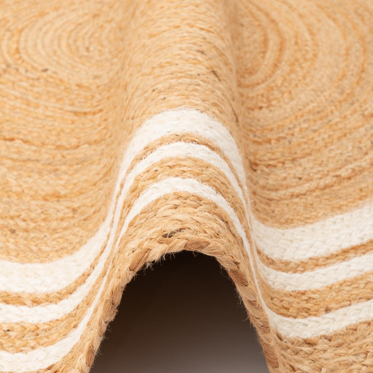 NATURFASER TEPPICH JUTE SALSA STREIFEN RUND - Creme, Textil (200/200cm) - Pergamon