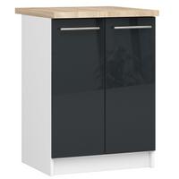 UNTERSCHRANK Weiß, Graphit Glanz 85/60/46 - Anthrazit/Weiß, Holzwerkstoff (60/85/46cm) - RAUMHIRSCH FURNITURE