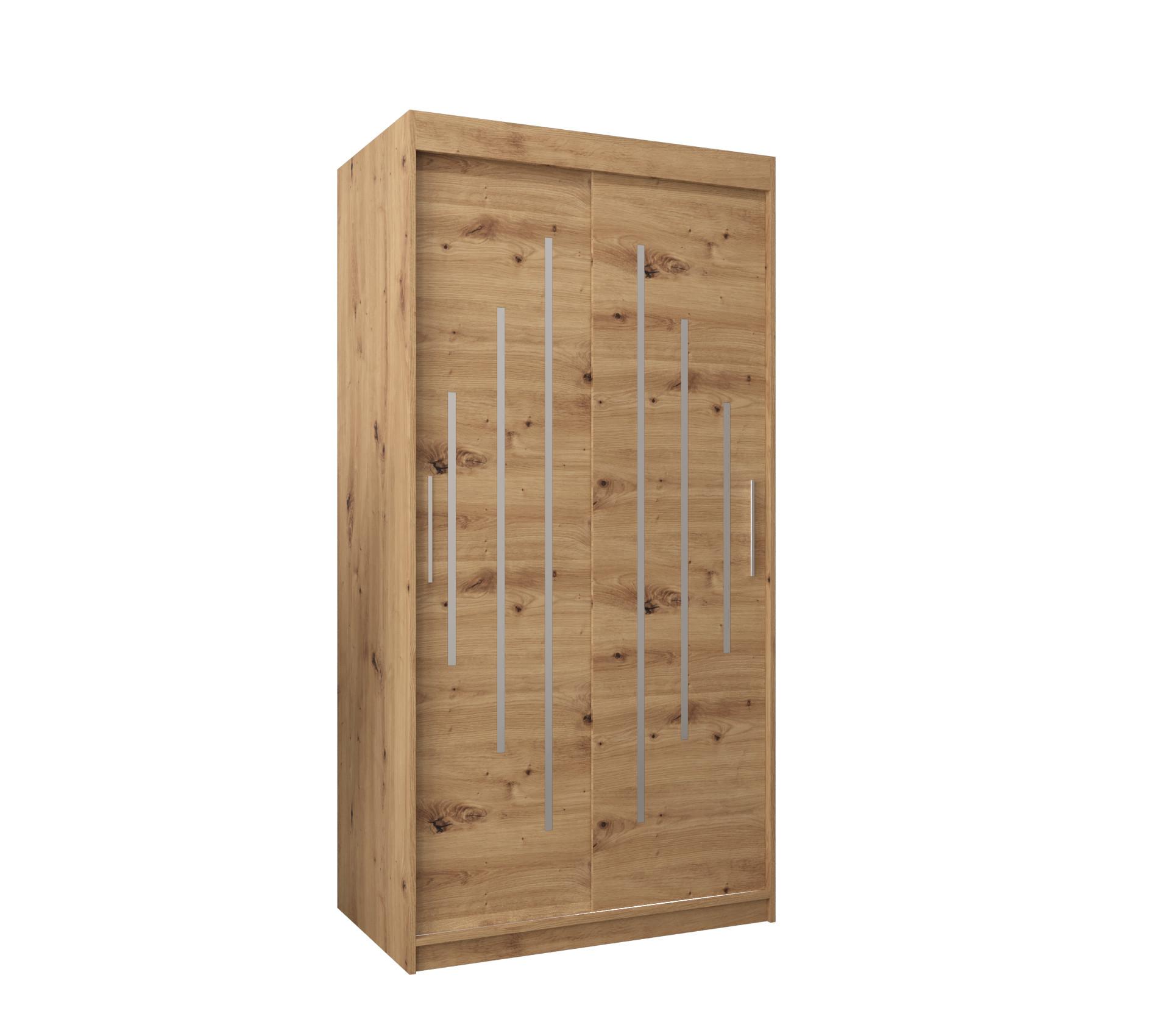SCHWEBETÜRENSCHRANK 200/100/62 2-türig - Silberfarben/Eiche Artisan, Holz/Kunststoff (100/200/62cm) - Abiks Möbel