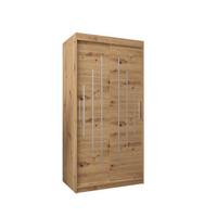 SCHWEBETÜRENSCHRANK 200/100/62 2-türig - Silberfarben/Eiche Artisan, Holz/Kunststoff (100/200/62cm) - Abiks Möbel