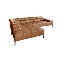 ECKSOFA NELSON Braun Leder Relaxfunktion - Schwarz/Braun, Leder/Metall (321/216cm) - KAWOLA