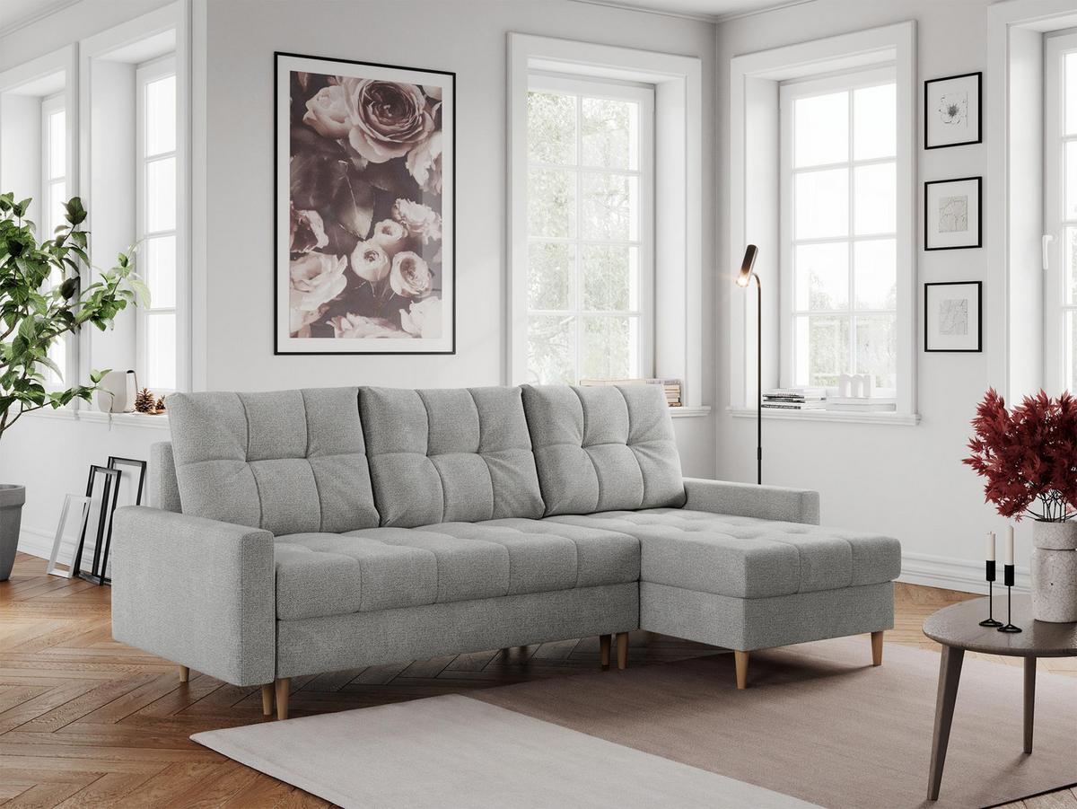 ECKSOFA Colin Struktur Hellgrau - Hellgrau/Braun, Holz/Textil (220/140cm) - MKS