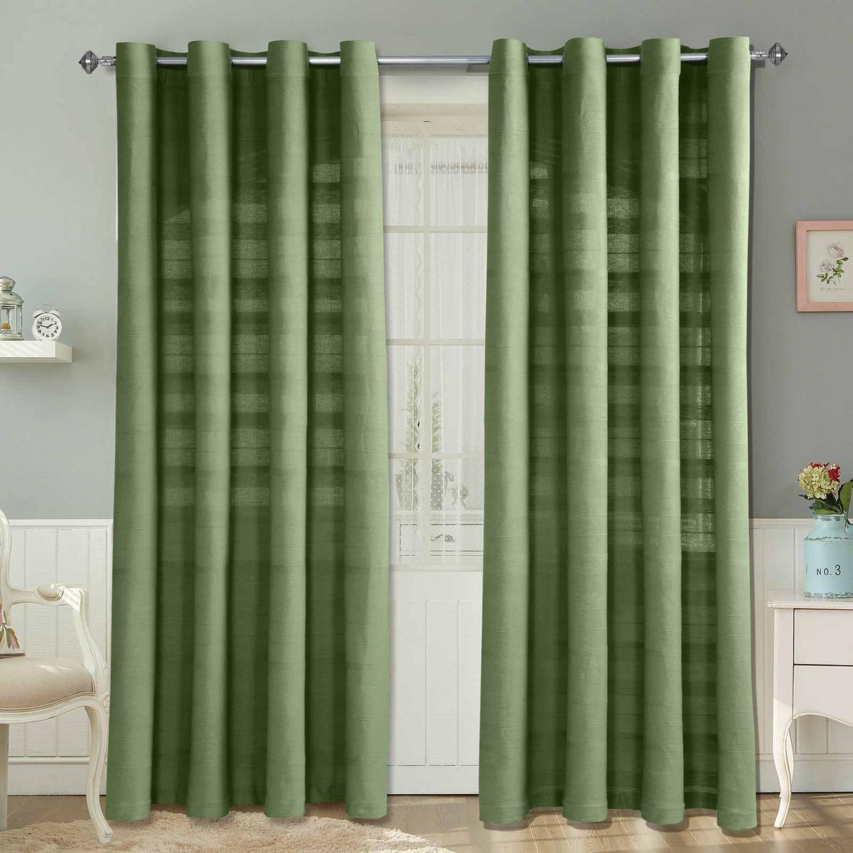 ÖSENVORHANG Rajput blickdicht 2er-Set, 167/182 cm - Olivgrün, Textil (167/182cm) - Homescapes