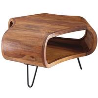 COUCHTISCH Sheesham Holz in Landhaus-Stil mit Stauraum, Maße 55x38x55 cm - Schwarz/Braun, Holz/Metall (55/55/38cm) - KADIMA DESIGN