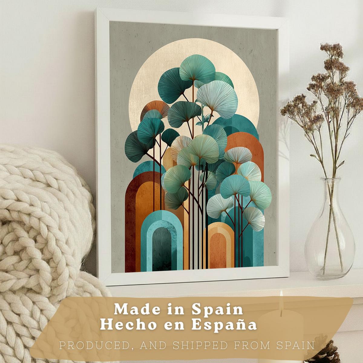 POSTER 3er Kunstdruck-Set Wandbilder Floral Abstrakt Blau Türkis modern Wohnzimmer Deko, Schlafzimmer, Küche, Badezimmer Weißer Rahmen A3 - Weiß, Papier (29.7/1/42cm) - Nacnic