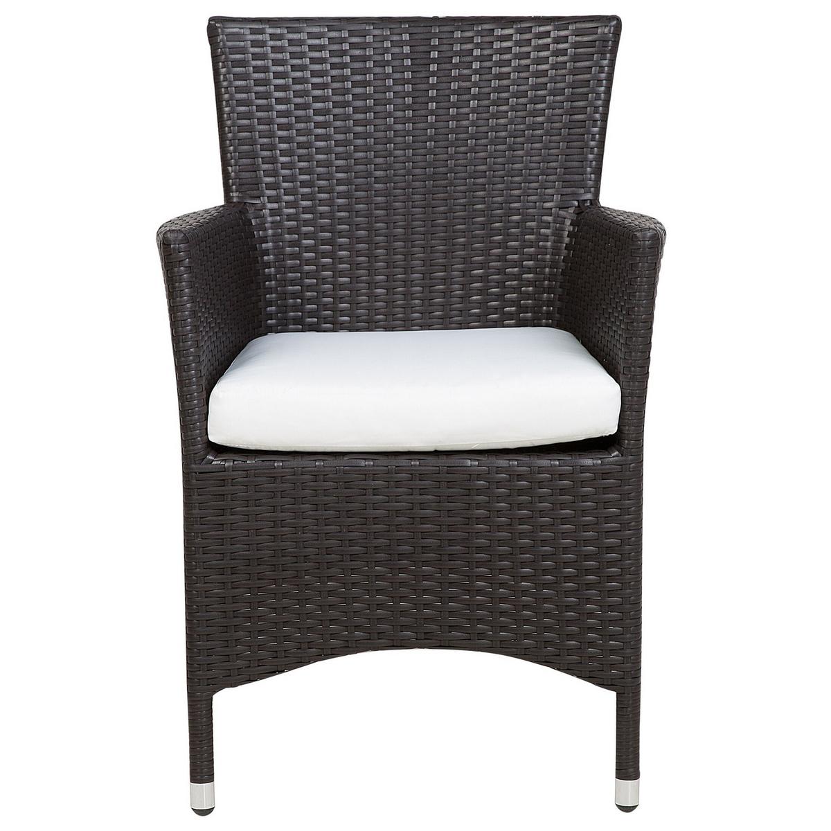 GARTENSESSEL 2er-Set PE Rattan cremeweiß Italy - Braun, Kunststoff (52/86/52cm) - Beliani