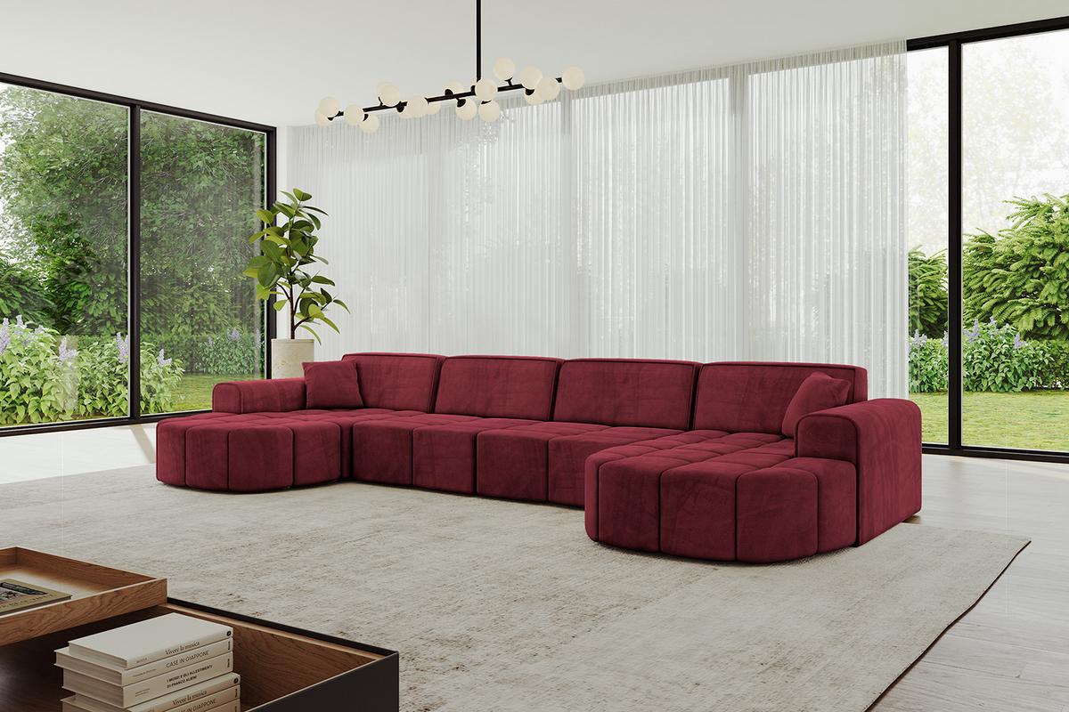 WOHNLANDSCHAFT LIVO-U2 - 400x173x79,5 cm Bordeauxrot - Bordeaux, Holzwerkstoff/Textil (400/79/173cm) - ALTDECOR