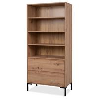 REGALSCHRANK Eiche Artisan 78 x 165 cm, Regal mit 2 Schubladen - Schwarz/Eiche Artisan, Holzwerkstoff/Metall (77.5/165/40cm) - Furn.Design