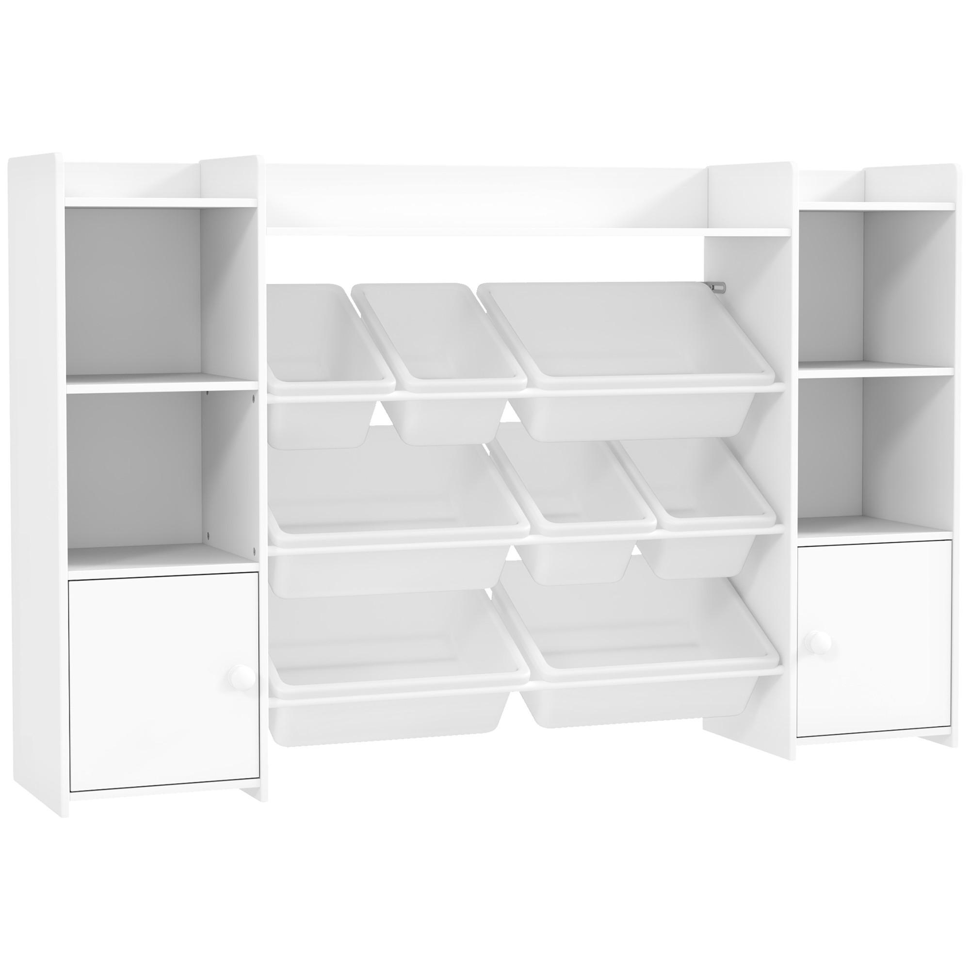 KINDER-AUFBEWAHRUNGSREGAL mit 8 herausnehmbaren Boxen, Spielzeugregal, Weiß - Weiß, Kunststoff (30/90/140cm) - AIYAPLAY