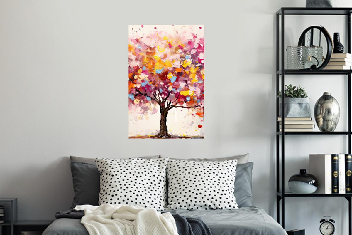 WANDTATTOO Aquarell - Baum - Kunst - Abstrakt Wandbild 40x60 cm - Multicolor, Kunststoff (40/60/0.1cm) - MuchoWow