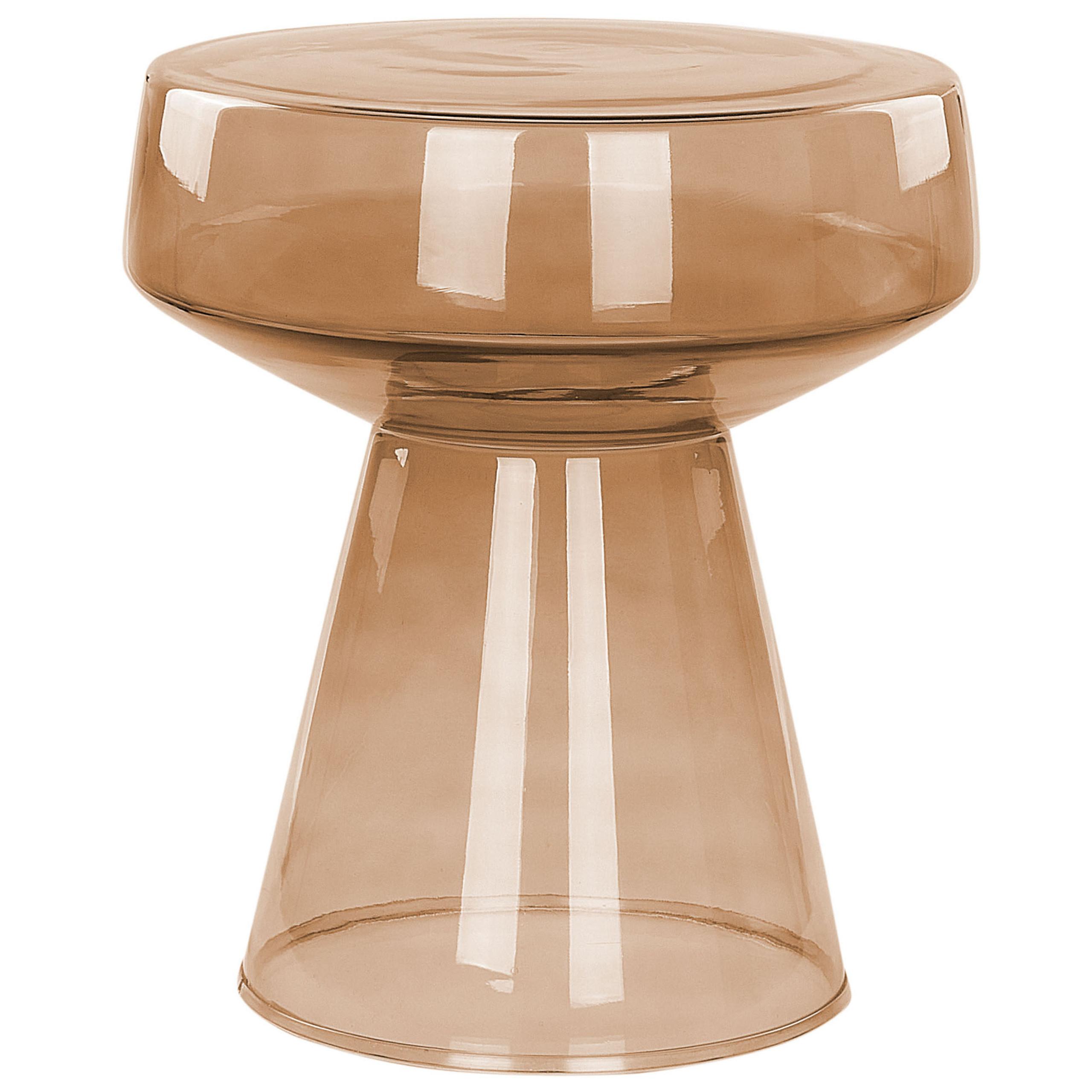 BEISTELLTISCH Rauchglas goldbraun rund 37 cm Laguna - Braun, Glas (37/37/43cm) - Beliani