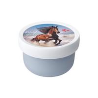 FRUCHTBOX MIT GABEL Campus Wild Horse 300 ml - Braun/Hellblau, Kunststoff (6.7/10.4/6.7cm) - Mepal