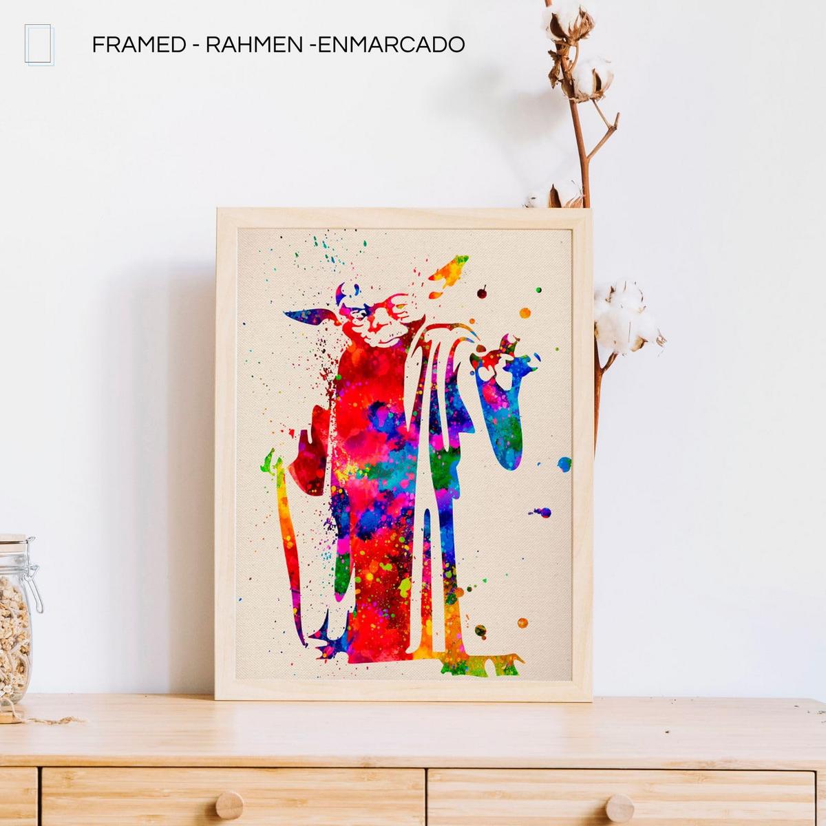 POSTER Set Mit 6 Star Wars Aquarell Illustrationen Klassischer Science Fiction Geschichten Und Filme Innenarchitektur A3 & A4 Rahmen Aus Hellem Holz - Beige, Papier (29/3cm) - Nacnic