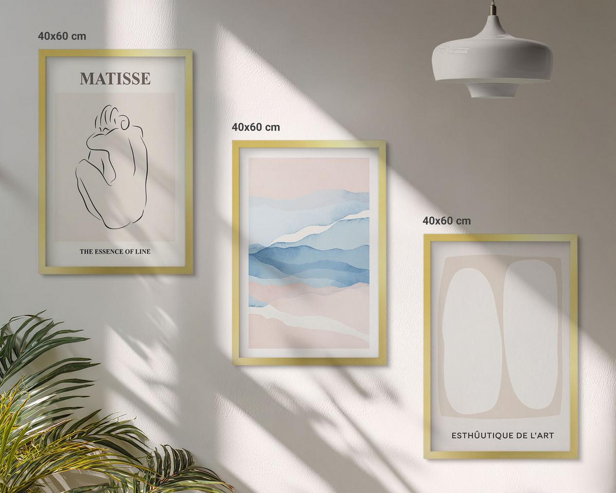 BILDER SET 3er Set - 40x60 cm Goldrahmen - Matisses abstrakte Formen - Goldfarben, Kunststoff (40/60cm) - TULUP