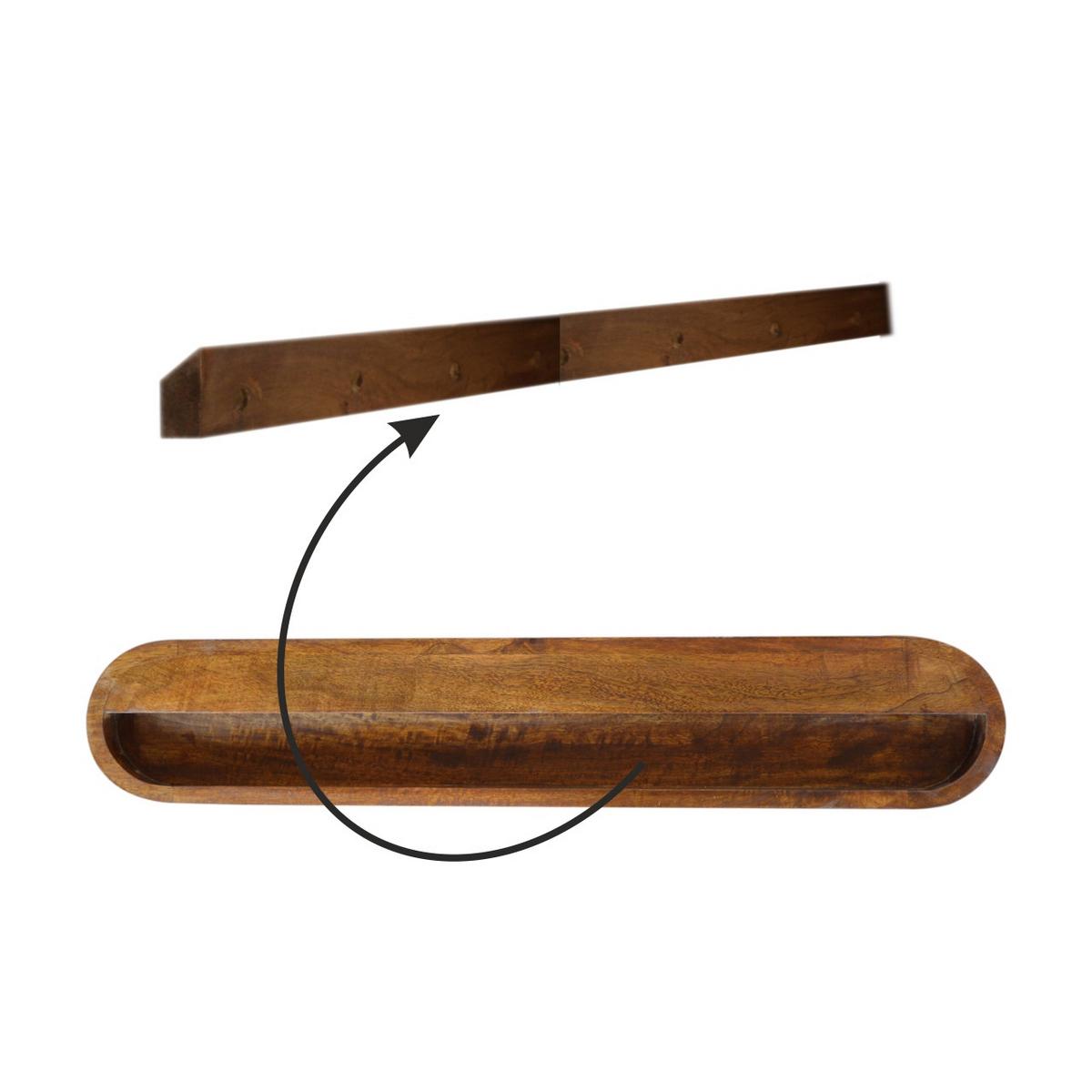 SCHWEBENDE KONZOLE im Kastanienholz-Finish,2 Schubladen, Braun - Messingfarben/Braun, Holz/Metall (80/15/32cm) - Artisan Furniture