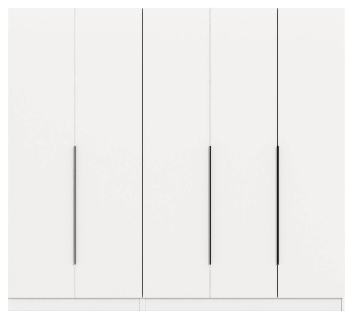 KLEIDERSCHRANK weiß 5-türig 2000 x 181 cm, Drehtürenschrank mit Kleiderstange - Schwarz/Weiß, Holzwerkstoff/Kunststoff (200/181/52cm) - Inn.Furn