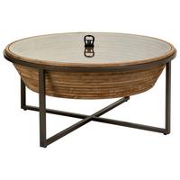 COUCHTISCH aus braunem Holz, Metall und Glas, D102x46 - Braun, Holz (102/102/46cm) - Wanderlust