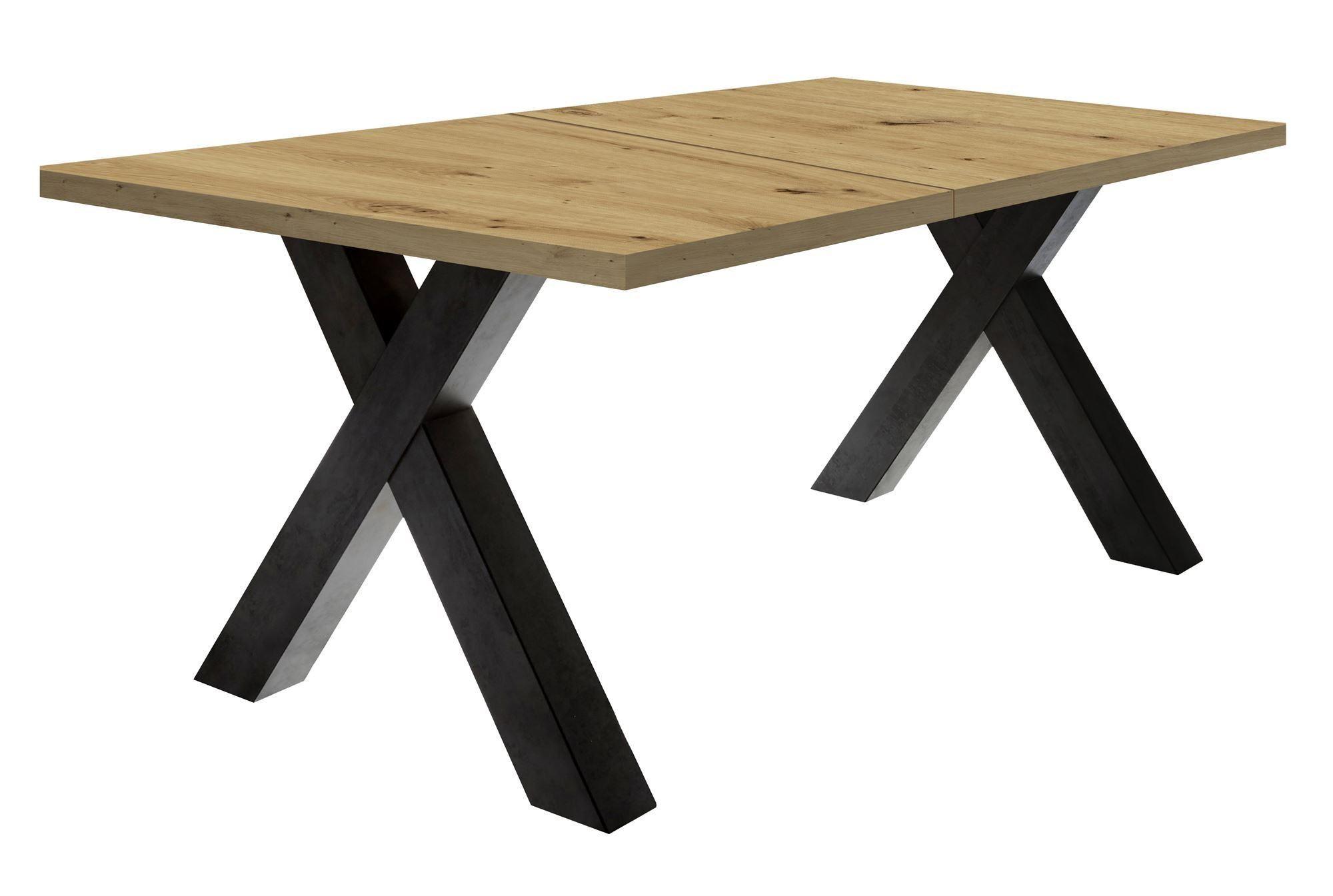 ESSTISCH ausziehbar Eike 7 160 x 90 x 75 Esszimmertisch Schwarzstahl/Asteiche - Eiche Artisan, Holz (160/90/75cm) - 58aufmkessel