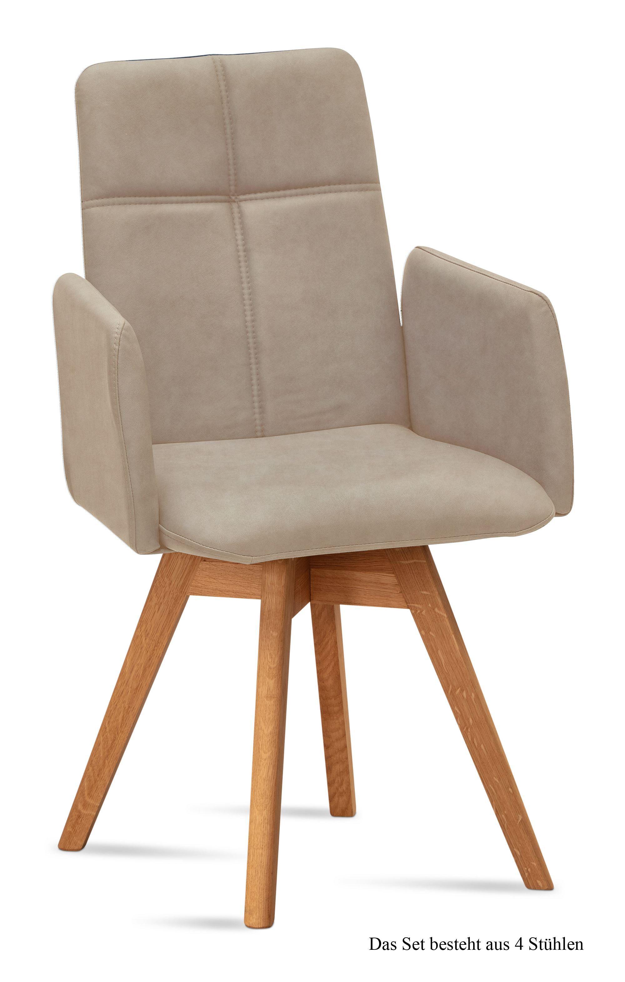 ARMLEHNSTUHL drehbar (4er-Set) Dorey 52x92x60 Eiche geölt/Natur - Eichefarben/Naturfarben, Kunststoff (60/92/52cm) - 58aufmkessel