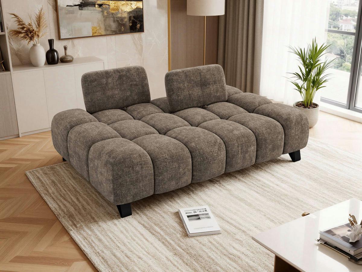 3-SITZER-SOFA NERANO - Braun Schenille - Schwarz/Braun, Textil/Metall (220/88/146cm) - MKS