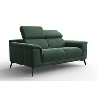 SOFA FIERO 2-Sitzer, Grüner Veloursstoff - Schwarz/Grün, Holz/Textil (170/82/103cm) - Courtois Laville