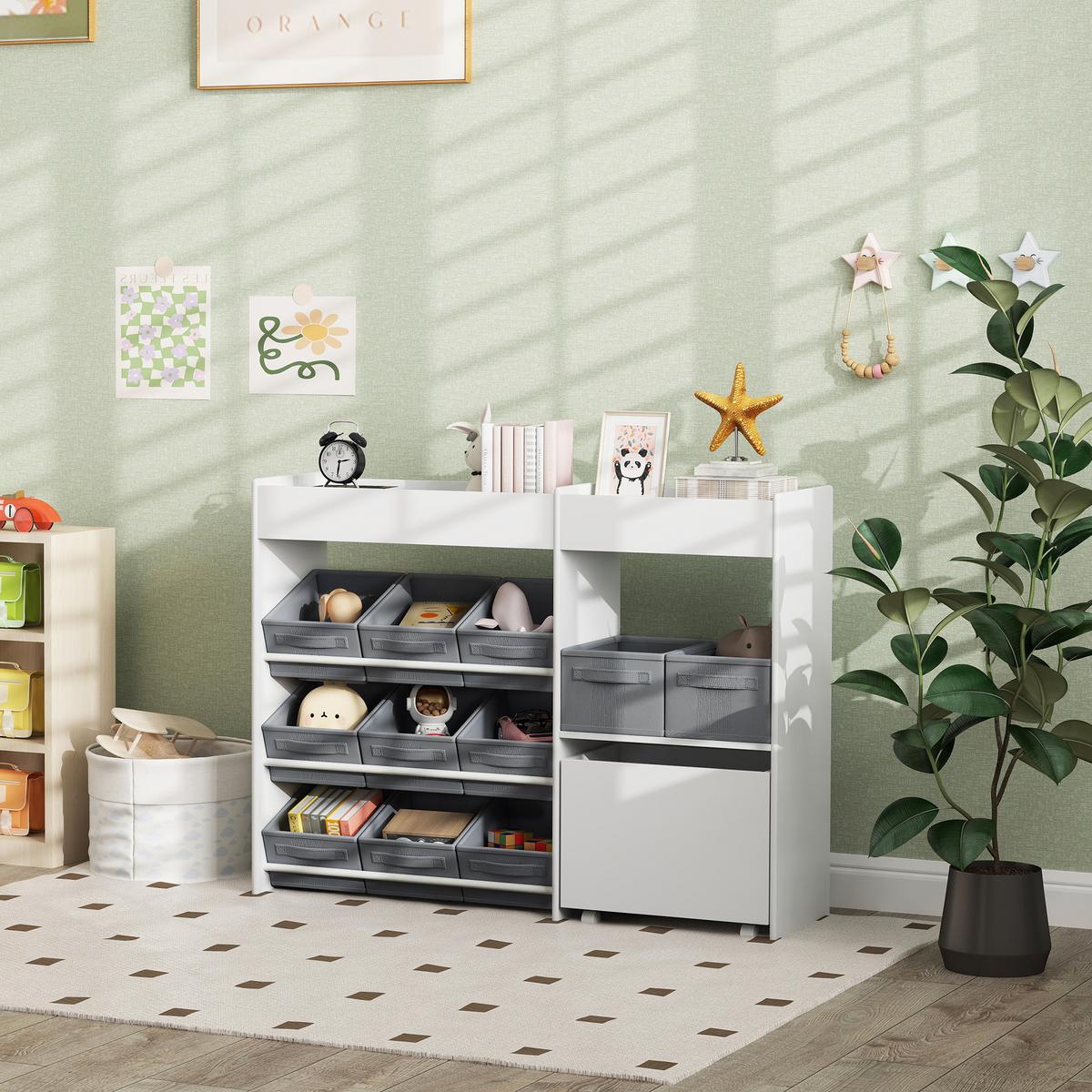 KINDERREGAL - Weiß, Holzwerkstoff/Metall (30/80/105cm) - AIYAPLAY