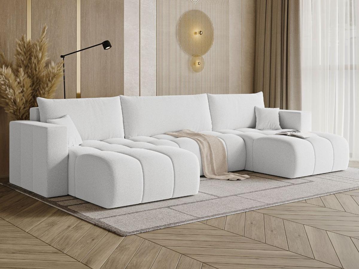 ECKSOFA U Neva Weiß - Weiß, Holz/Textil (370/170cm) - Graingold