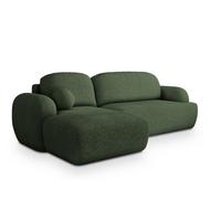 ECKSOFA MODENZA N L-S Grün Boucle-Stoff mit Schlaffunktion - Schwarz/Grün, Holz/Kunststoff (266/148cm) - MASSENO