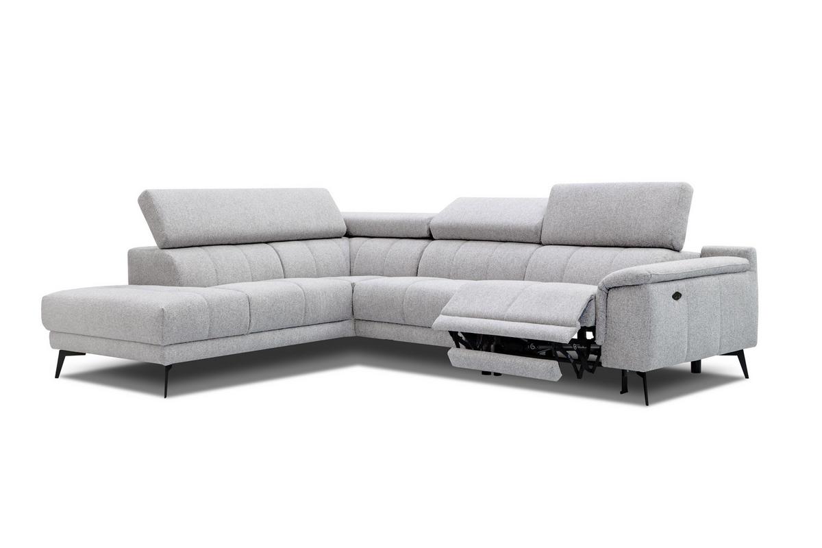 ECKSOFA FIERO 5-Sitzer mit 1 Relaxfunktion, hellgrau - Hellgrau, Holzwerkstoff/Textil (228/290cm) - Wozimo