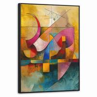 LEINWAND Bilder mit Rahmen - Kunst - Abstrakt - Modern - 70x100 - Gelb, Textil (70/100cm) - MuchoWow