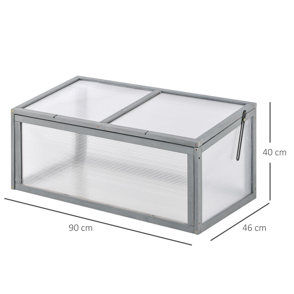 FRÜHBEET Gewächshaus mit Abdeckung, wetterfest, aus Holz und Polycarbonat, Grau - Grau, Holz (46/40/90cm) - Outsunny