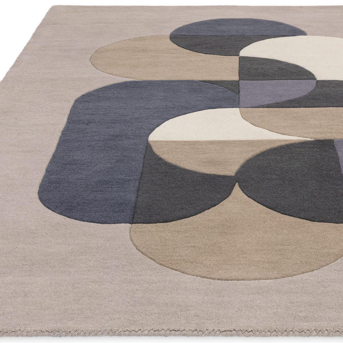 WOLLTEPPICH handgewebt HULL-Beverley, geometrisch, Hellgrau, 120 x 170 cm - Grau, Textil (170/120cm) - KADIMA DESIGN